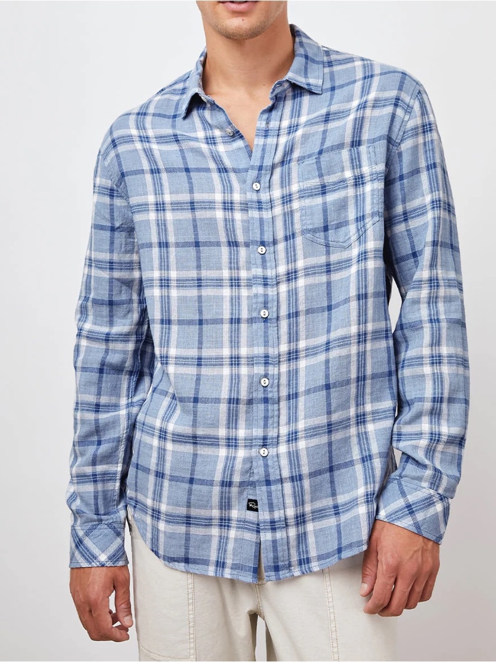 Rails Wyatt Shirt Glass Blue Plaid 100% Cotton Button Down Medium Lightweight